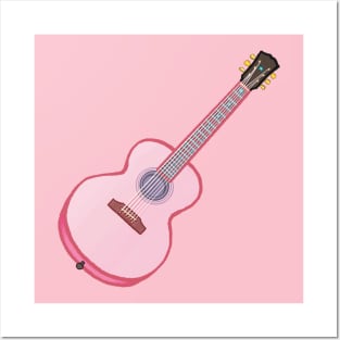Pink guitar Posters and Art
